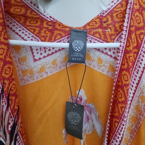 New Vince Camuto Ladies Orange Multicolor Sarong Cover Up Beach Wear One Size - Picture 2 of 5